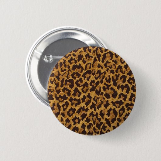 RAB Rockabilly Leopard Print Brown Gold Ronde Button 5,7 Cm (Voorkant /achterkant)