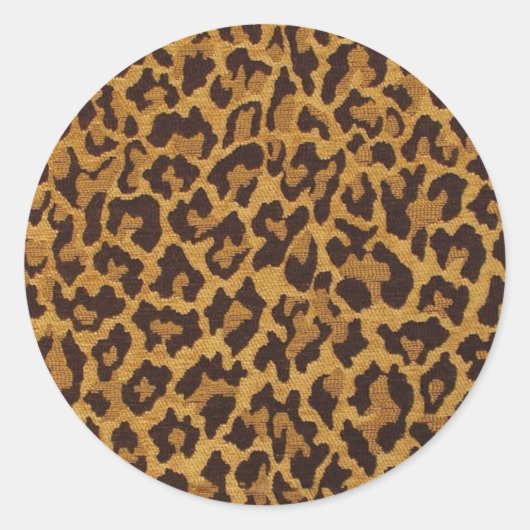 RAB Rockabilly Leopard Print Brown Gold Ronde Sticker (Voorkant)