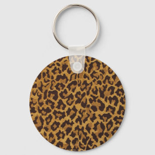 RAB Rockabilly Leopard Print Brown Gold Sleutelhanger