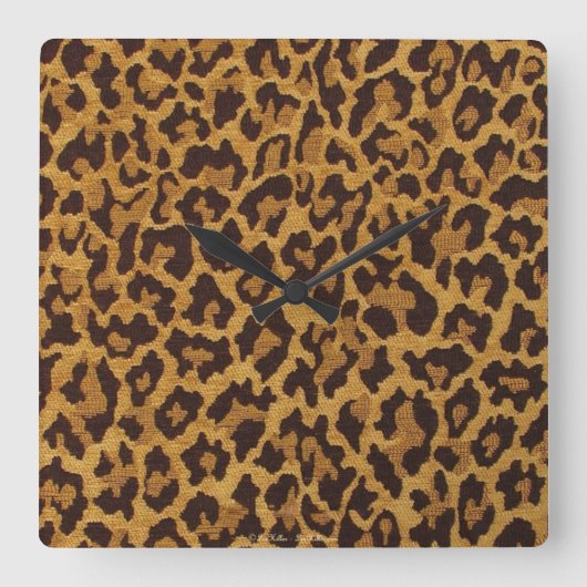 RAB Rockabilly Leopard Print Brown Gold Vierkante Klok (Voorkant)