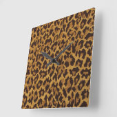RAB Rockabilly Leopard Print Brown Gold Vierkante Klok (Hoek)