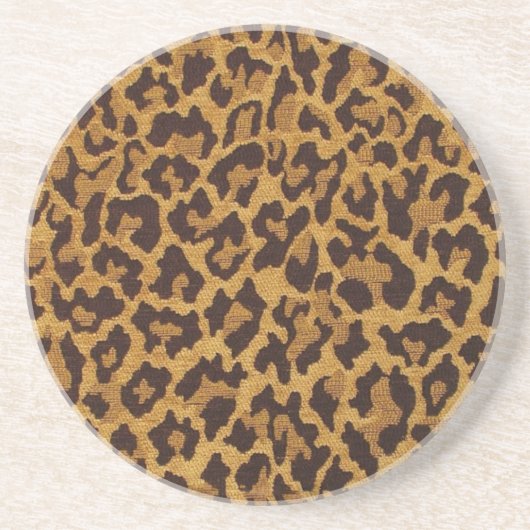 RAB Rockabilly Leopard Print Brown Gold Zandsteen Onderzetter (Voorkant)