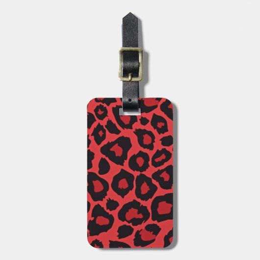 RAB Rockabilly Leopard Print Red Black Bagagelabel (Voorkant verticaal)