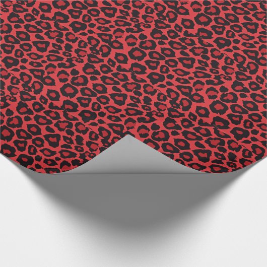 RAB Rockabilly Leopard Print Red Black Cadeaupapier (Hoek)