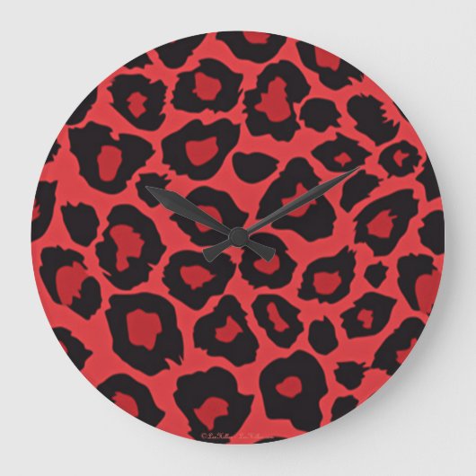 RAB Rockabilly Leopard Print Red Black Grote Klok (Voorkant)