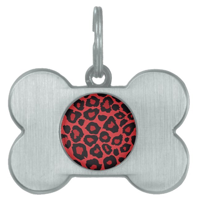 RAB Rockabilly Leopard Print Red Black Huisdieren Naamplaatje (voorkant)