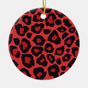 RAB Rockabilly Leopard Print Red Black Keramisch Ornament