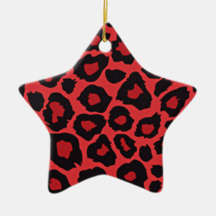 RAB Rockabilly Leopard Print Red Black Keramisch Ornament