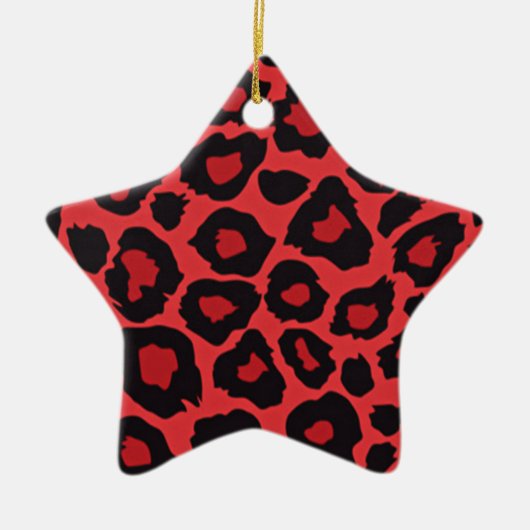 RAB Rockabilly Leopard Print Red Black Keramisch Ornament (Voorkant)