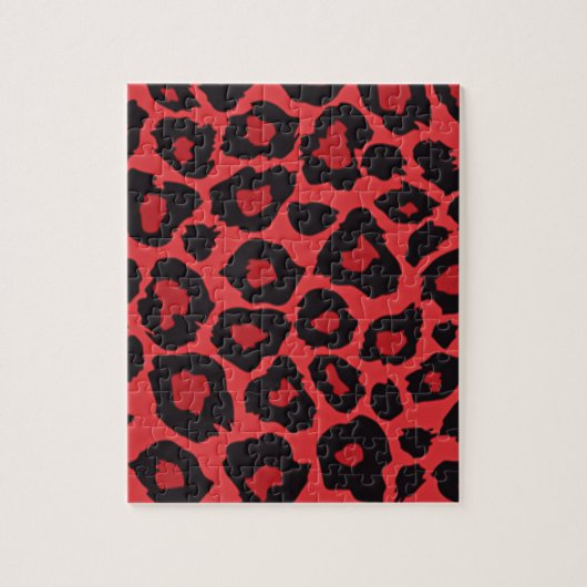 RAB Rockabilly Leopard Print Red Black Legpuzzel (Verticaal)