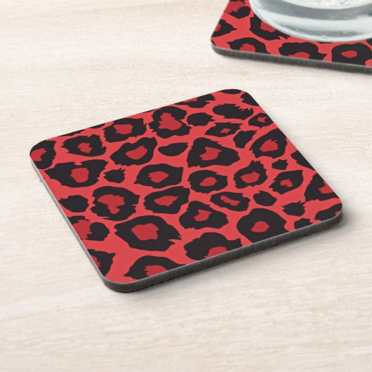 RAB Rockabilly Leopard Print Red Black Onderzetter (Linkerzijde)