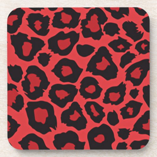 RAB Rockabilly Leopard Print Red Black Onderzetter (Voorkant)