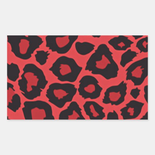 RAB Rockabilly Leopard Print Red Black Rechthoekige Sticker (Voorkant)