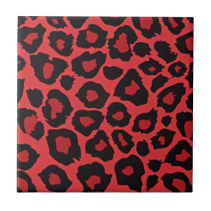 RAB Rockabilly Leopard Print Red Black Tegeltje