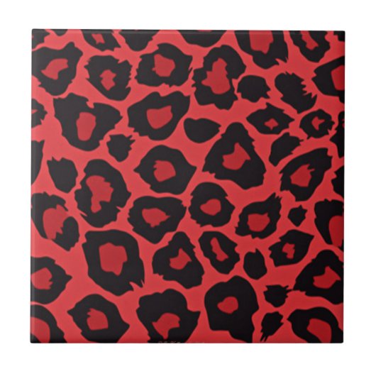 RAB Rockabilly Leopard Print Red Black Tegeltje (Voorkant)