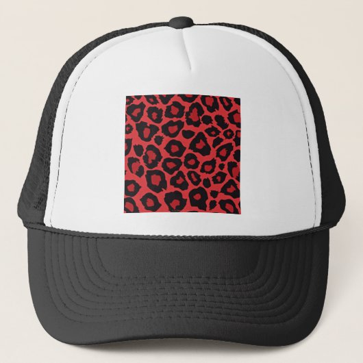 RAB Rockabilly Leopard Print Red Black Trucker Pet (Voorkant)
