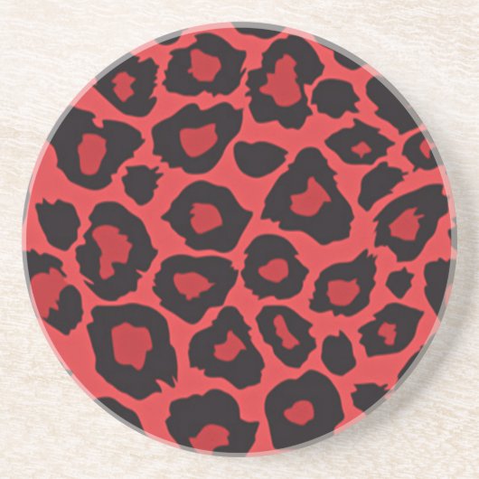 RAB Rockabilly Leopard Print Red Black Zandsteen Onderzetter (Voorkant)
