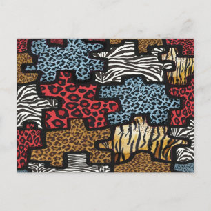 RAB Rockabilly Leopard Zebra Puzzle Print Giften Briefkaart