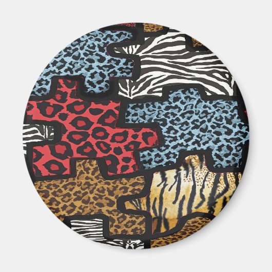 RAB Rockabilly Leopard Zebra Puzzle Print Giften Magneet (Voorkant)