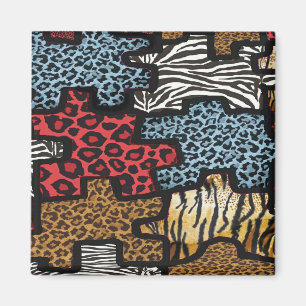 RAB Rockabilly Leopard Zebra Puzzle Print Giften Magneet