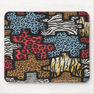 RAB Rockabilly Leopard Zebra Puzzle Print Giften Muismat