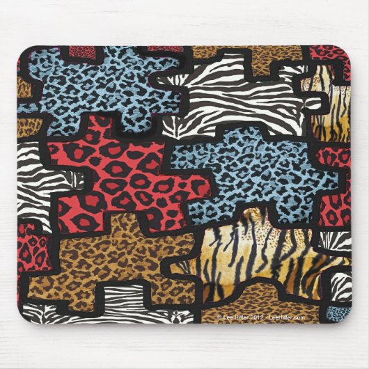 RAB Rockabilly Leopard Zebra Puzzle Print Giften Muismat (Voorkant)