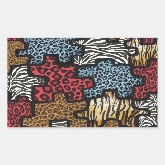 RAB Rockabilly Leopard Zebra Puzzle Print Giften Rechthoekige Sticker (Voorkant)
