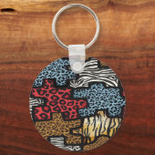RAB Rockabilly Leopard Zebra Puzzle Print Giften Sleutelhanger (Voorkant)