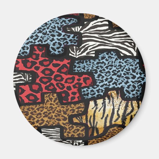 RAB Rockabilly Luipaard Zebra Puzzel Print Cadeaus Magneet (Voorkant)