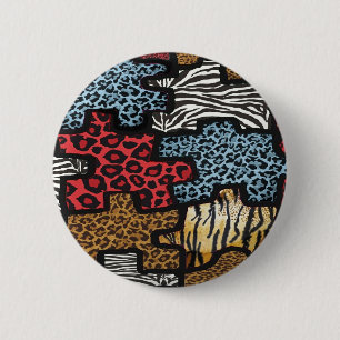 RAB Rockabilly Luipaard Zebra Puzzel Print Cadeaus Ronde Button 5,7 Cm