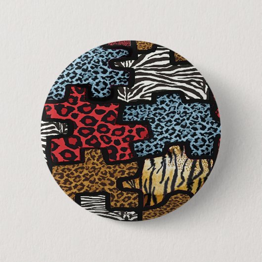 RAB Rockabilly Luipaard Zebra Puzzel Print Cadeaus Ronde Button 5,7 Cm (Voorkant)