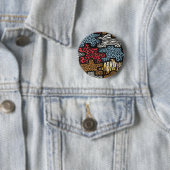 RAB Rockabilly Luipaard Zebra Puzzel Print Cadeaus Ronde Button 5,7 Cm (In situ)