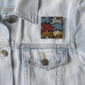 RAB Rockabilly Luipaard Zebra Puzzel Print Cadeaus Vierkante Button 5,1 Cm (In situ)