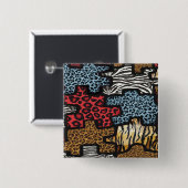 RAB Rockabilly Luipaard Zebra Puzzel Print Cadeaus Vierkante Button 5,1 Cm (Voorkant /achterkant)