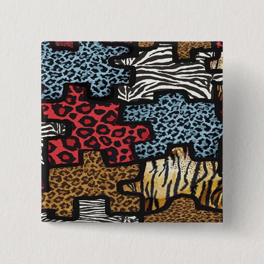 RAB Rockabilly Luipaard Zebra Puzzel Print Cadeaus Vierkante Button 5,1 Cm (Voorkant)