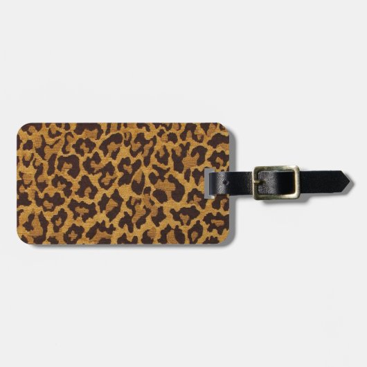 RAB Rockabilly Luipaardprint Bruin Goud Bagagelabel (Voorkant horizontaal)