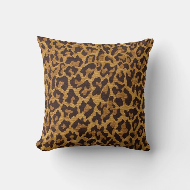 RAB Rockabilly Luipaardprint Bruin Goud Kussen (Voorkant)