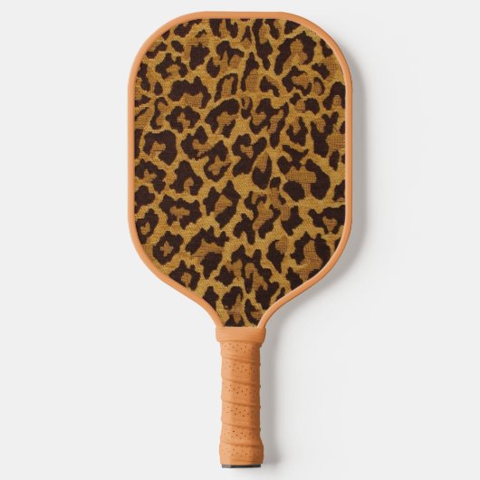 RAB Rockabilly Luipaardprint Bruin Goud Pickleball Paddle (Voorkant)