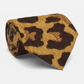 RAB Rockabilly Luipaardprint Bruin Goud Stropdas (Opgerold)