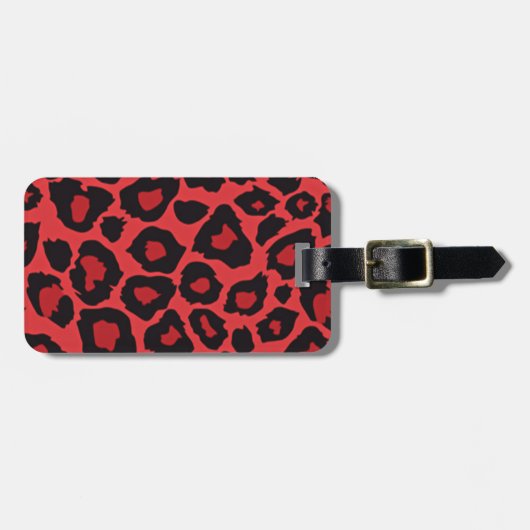 RAB Rockabilly Luipaardprint Rode Zwarte Bagagelabel (Voorkant horizontaal)