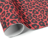 RAB Rockabilly Luipaardprint Rode Zwarte Cadeaupapier (Rol Hoek)
