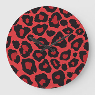 RAB Rockabilly Luipaardprint Rode Zwarte Grote Klok