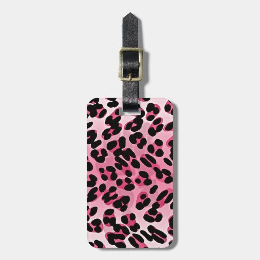RAB Rockabilly Pink Cheetah Print Bagagelabel (Voorkant verticaal)