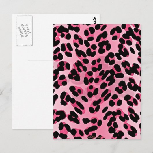 RAB Rockabilly Pink Cheetah Print Briefkaart (Voorkant / Achterkant)