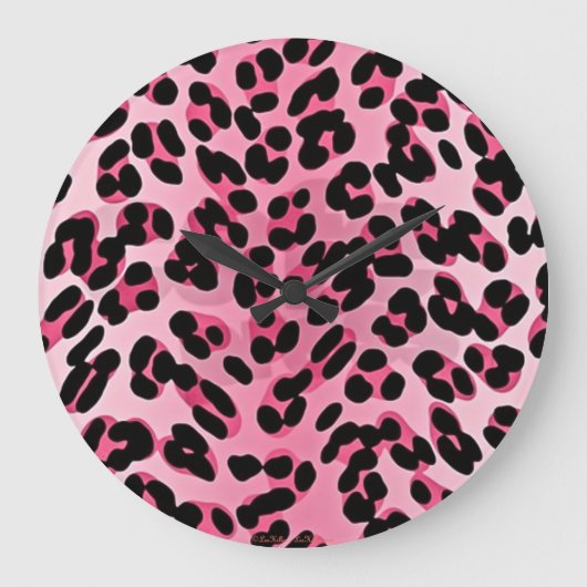 RAB Rockabilly Pink Cheetah Print Grote Klok (Voorkant)
