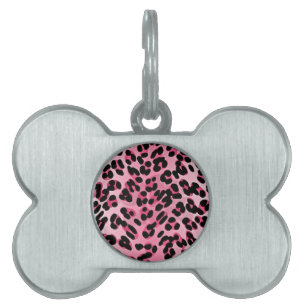 RAB Rockabilly Pink Cheetah Print Huisdieren Naamplaatje
