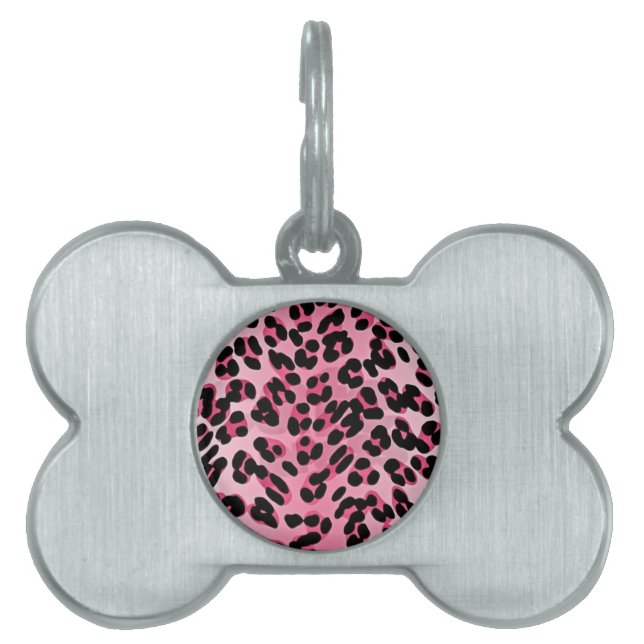 RAB Rockabilly Pink Cheetah Print Huisdieren Naamplaatje (voorkant)