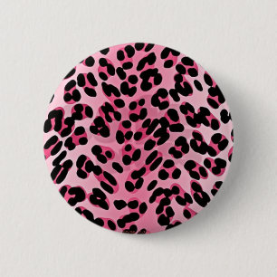 RAB Rockabilly Pink Cheetah Print Ronde Button 5,7 Cm