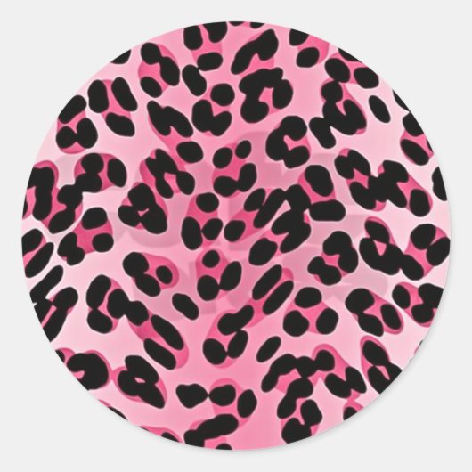 RAB Rockabilly Pink Cheetah Print Ronde Sticker (Voorkant)