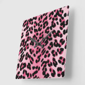 RAB Rockabilly Pink Cheetah Print Vierkante Klok (Hoek)